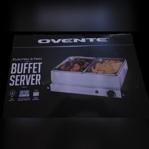 Ovente Silver Buffet Server with Dual Trays